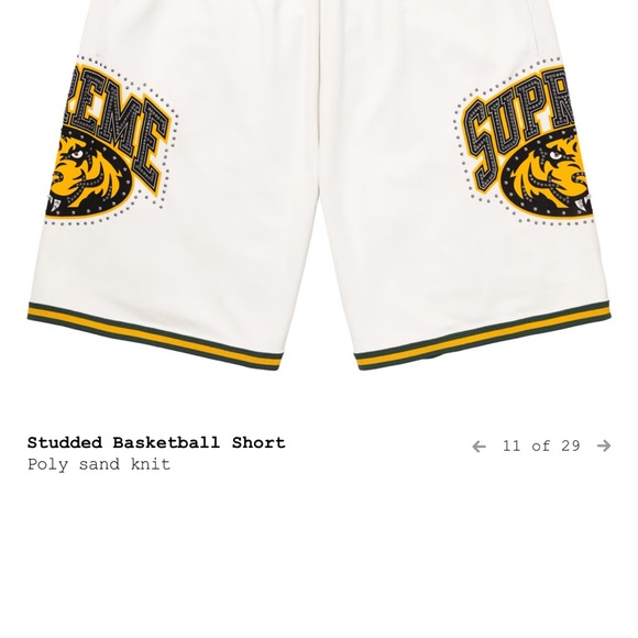 Supreme White and Yellow Athletic Shorts - Picture 1 of 6